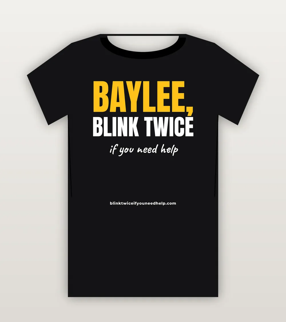 Custom name blink twice t-shirt with a personalized name