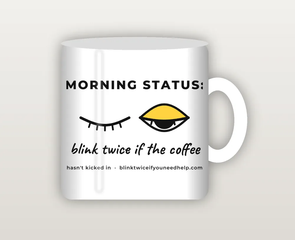 Coffee mug printed with Status: loading, please hold